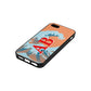Custom Wave Initials Orange Saffiano Leather iPhone 5 Case Side Angle