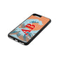 Custom Wave Initials Orange Saffiano Leather iPhone 8 Plus Case Side Angle