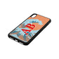 Custom Wave Initials Orange Saffiano Leather iPhone Xs Max Case Side Image