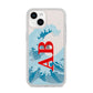 Custom Wave Initials iPhone 14 Clear Tough Case Starlight