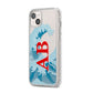 Custom Wave Initials iPhone 14 Plus Clear Tough Case Starlight Angled Image