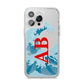 Custom Wave Initials iPhone 14 Pro Max Clear Tough Case Silver