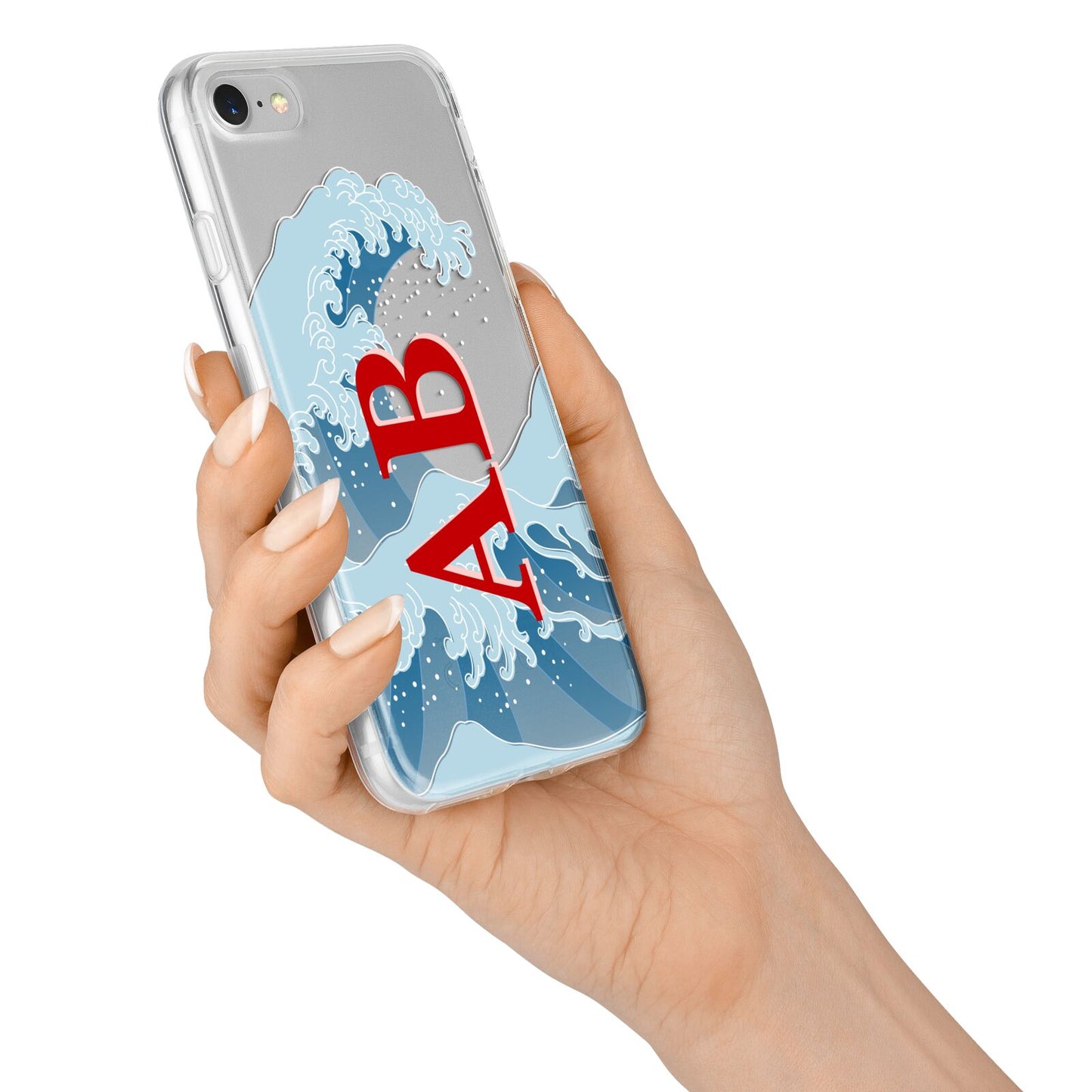Custom Wave Initials iPhone 7 Bumper Case on Silver iPhone Alternative Image