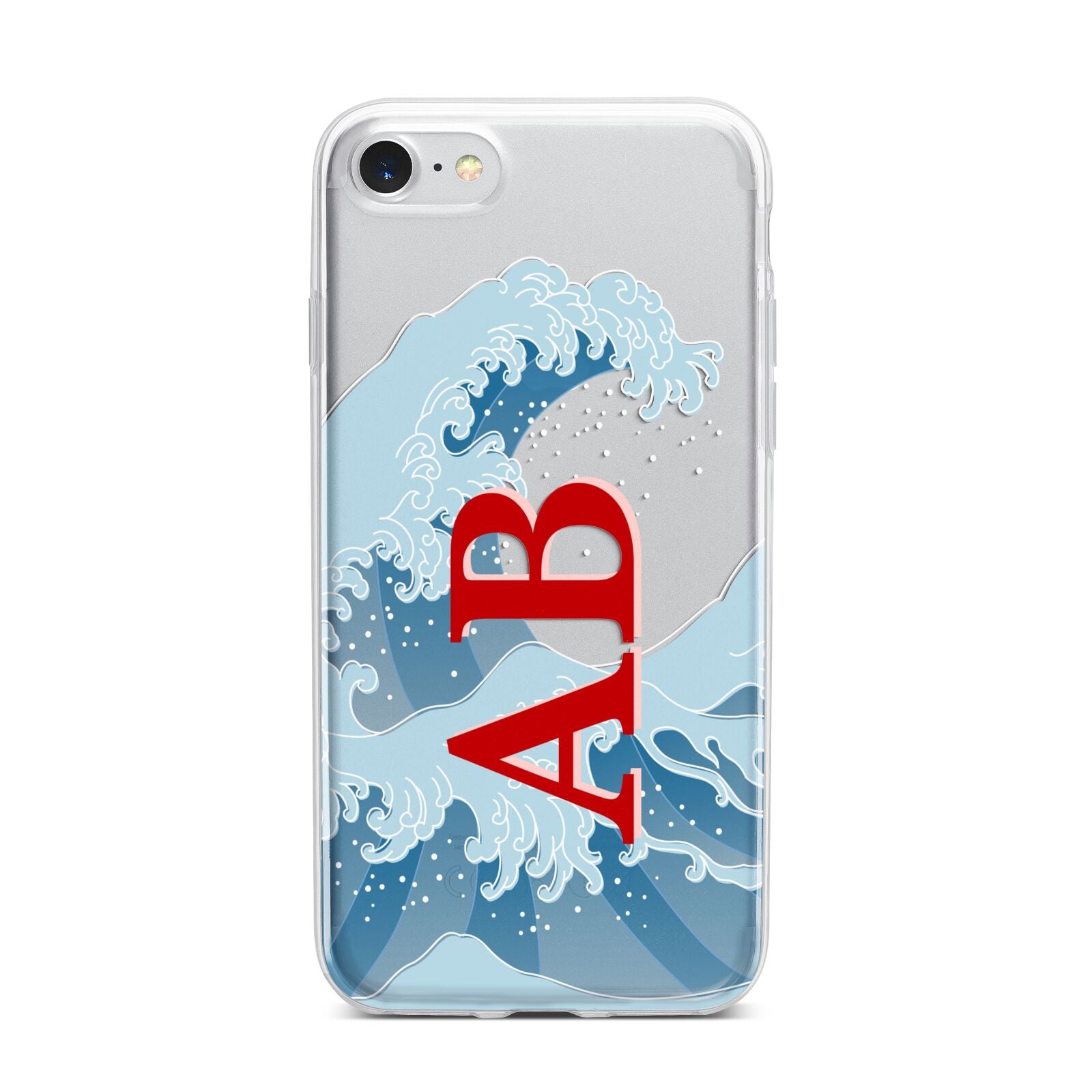 Custom Wave Initials iPhone 7 Bumper Case on Silver iPhone