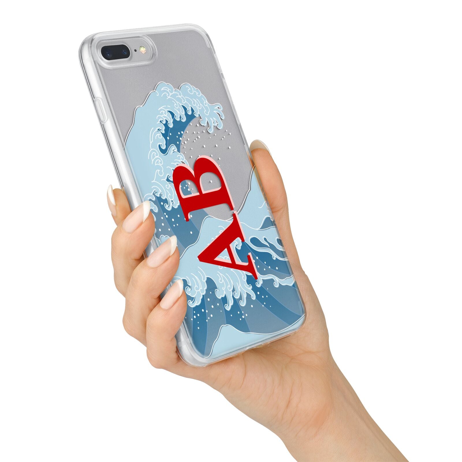 Custom Wave Initials iPhone 7 Plus Bumper Case on Silver iPhone Alternative Image