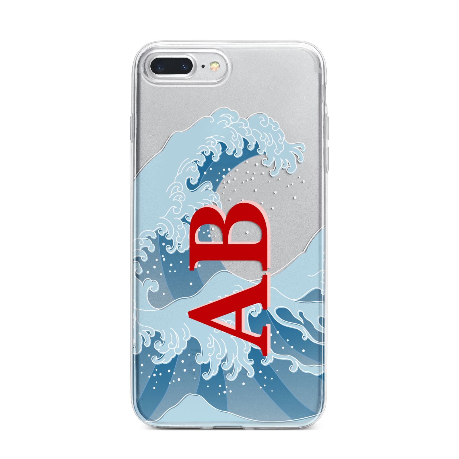 Custom Wave Initials iPhone 7 Plus Bumper Case on Silver iPhone
