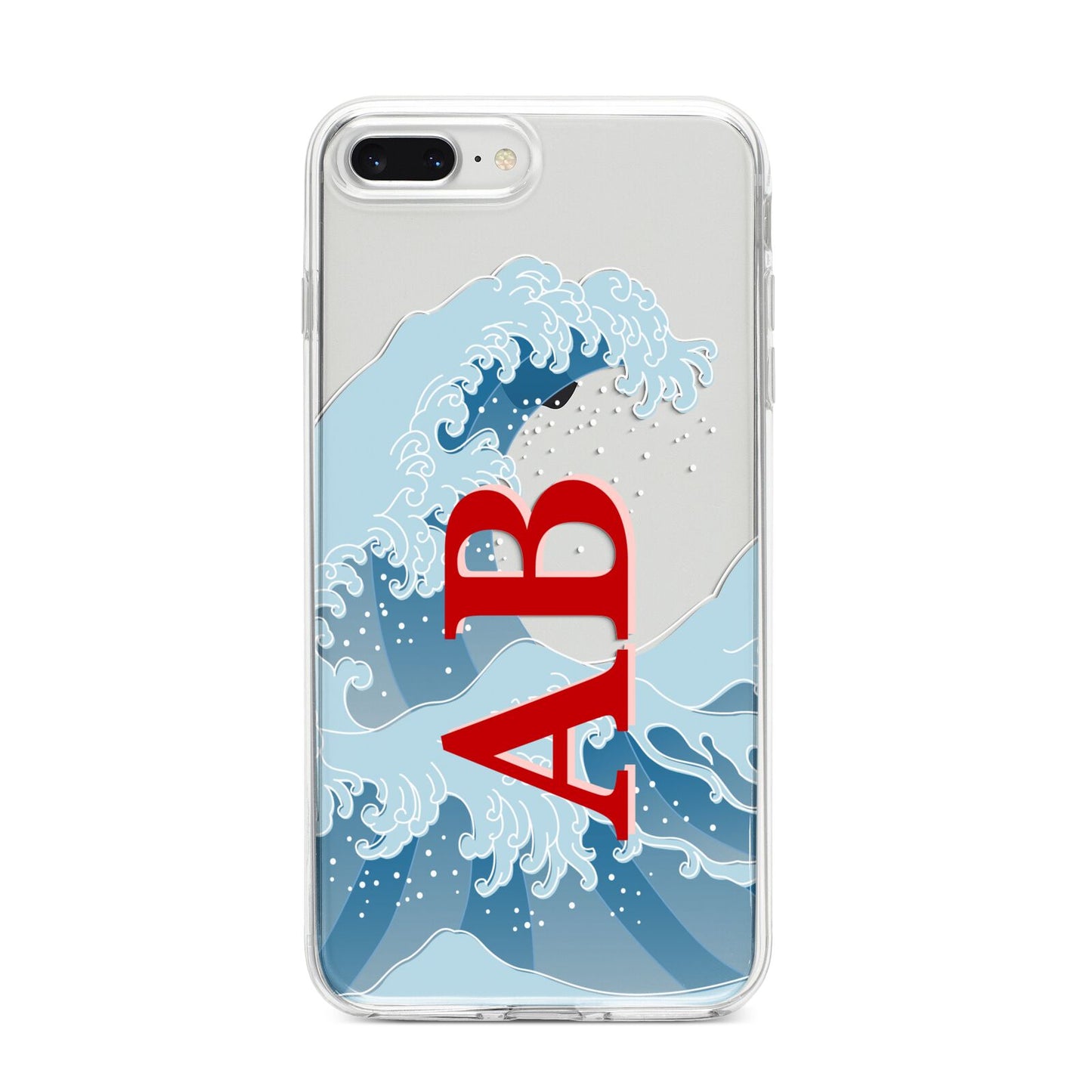 Custom Wave Initials iPhone 8 Plus Bumper Case on Silver iPhone