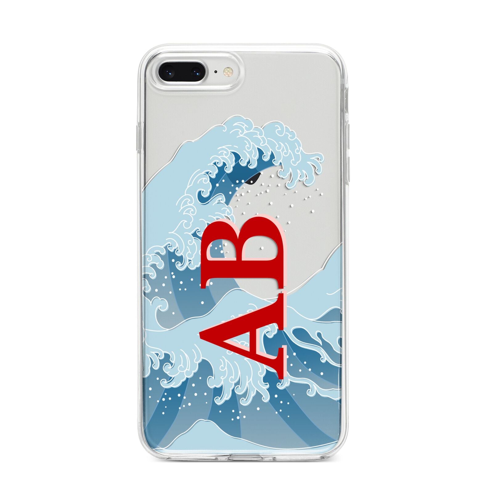 Custom Wave Initials iPhone 8 Plus Bumper Case on Silver iPhone