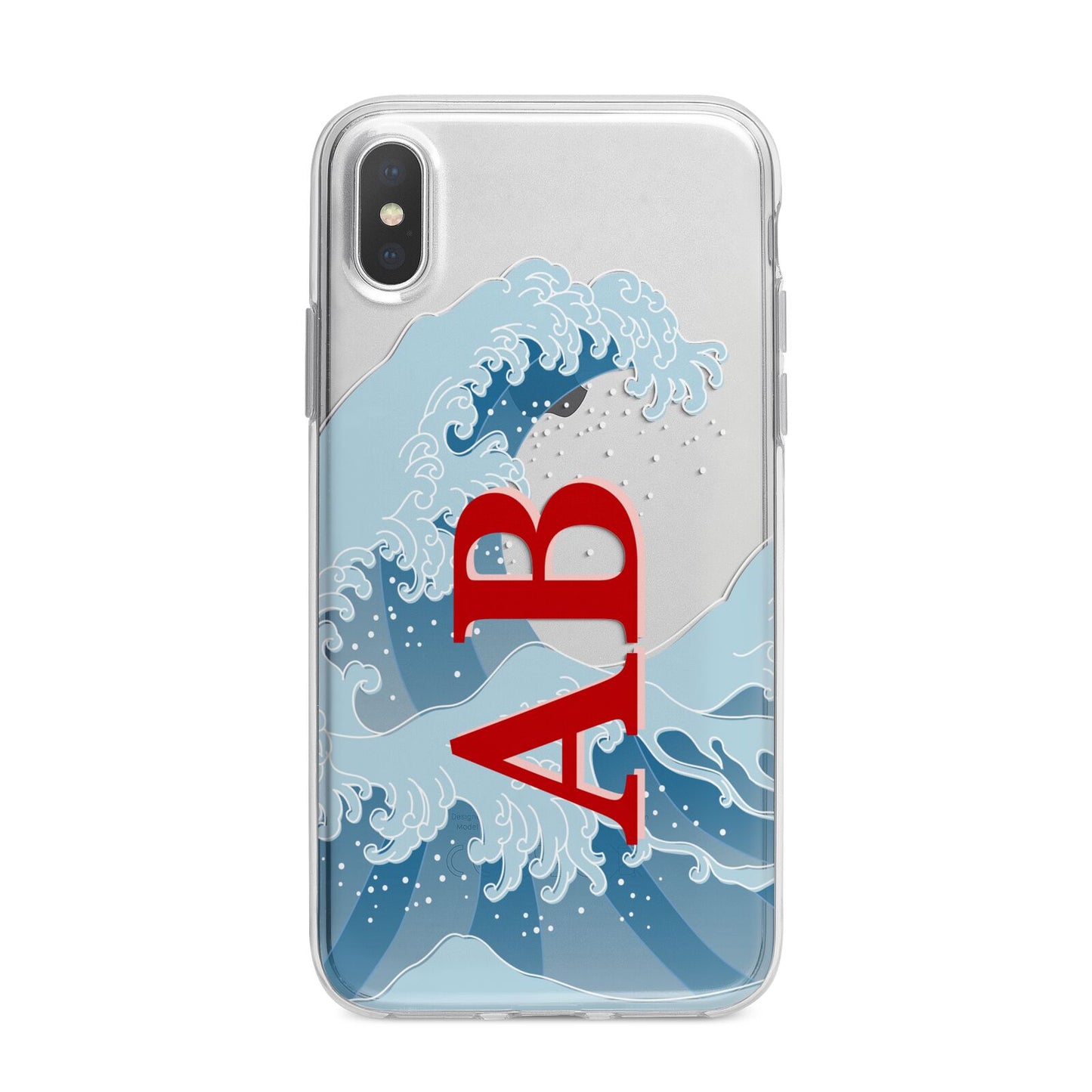 Custom Wave Initials iPhone X Bumper Case on Silver iPhone Alternative Image 1