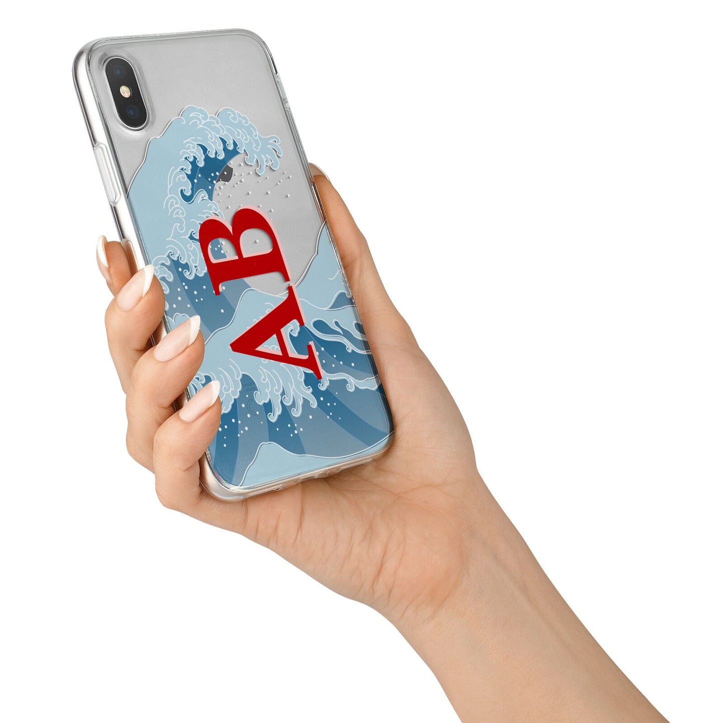 Custom Wave Initials iPhone X Bumper Case on Silver iPhone Alternative Image 2