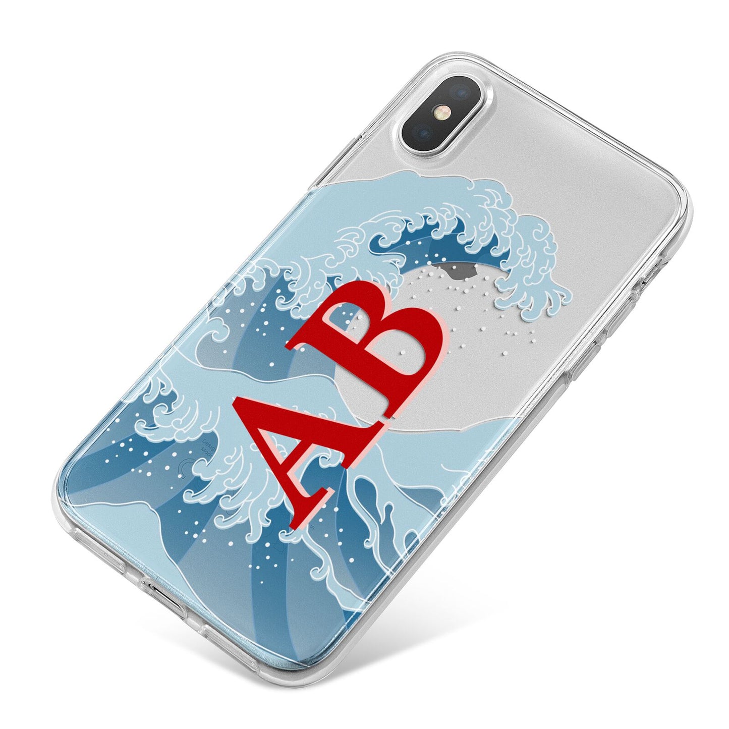Custom Wave Initials iPhone X Bumper Case on Silver iPhone