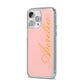 Custom iPhone 14 Pro Max Clear Tough Case Silver Angled Image