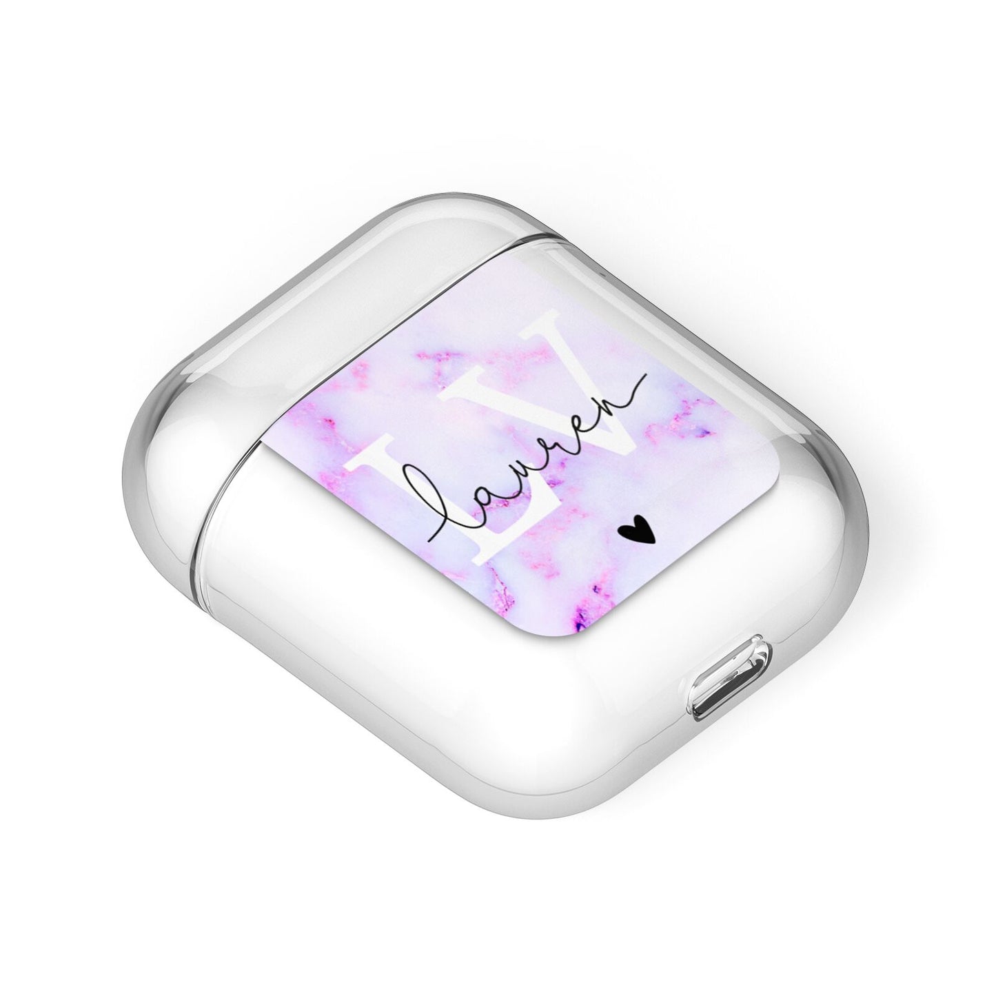 Customisable Name Initial Marble AirPods Case Laid Flat
