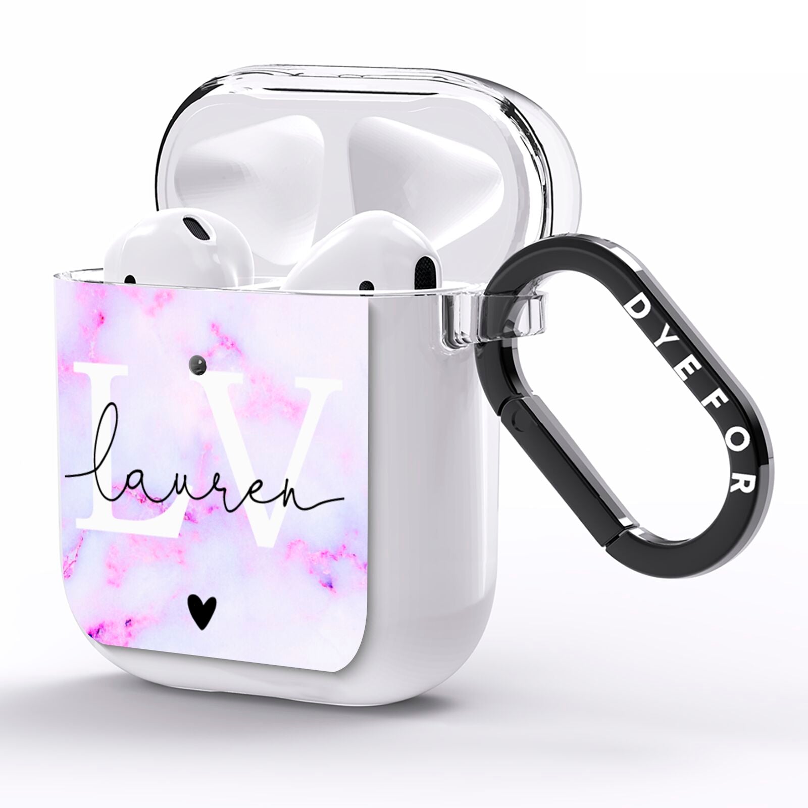 Customisable Name Initial Marble AirPods Clear Case Side Image