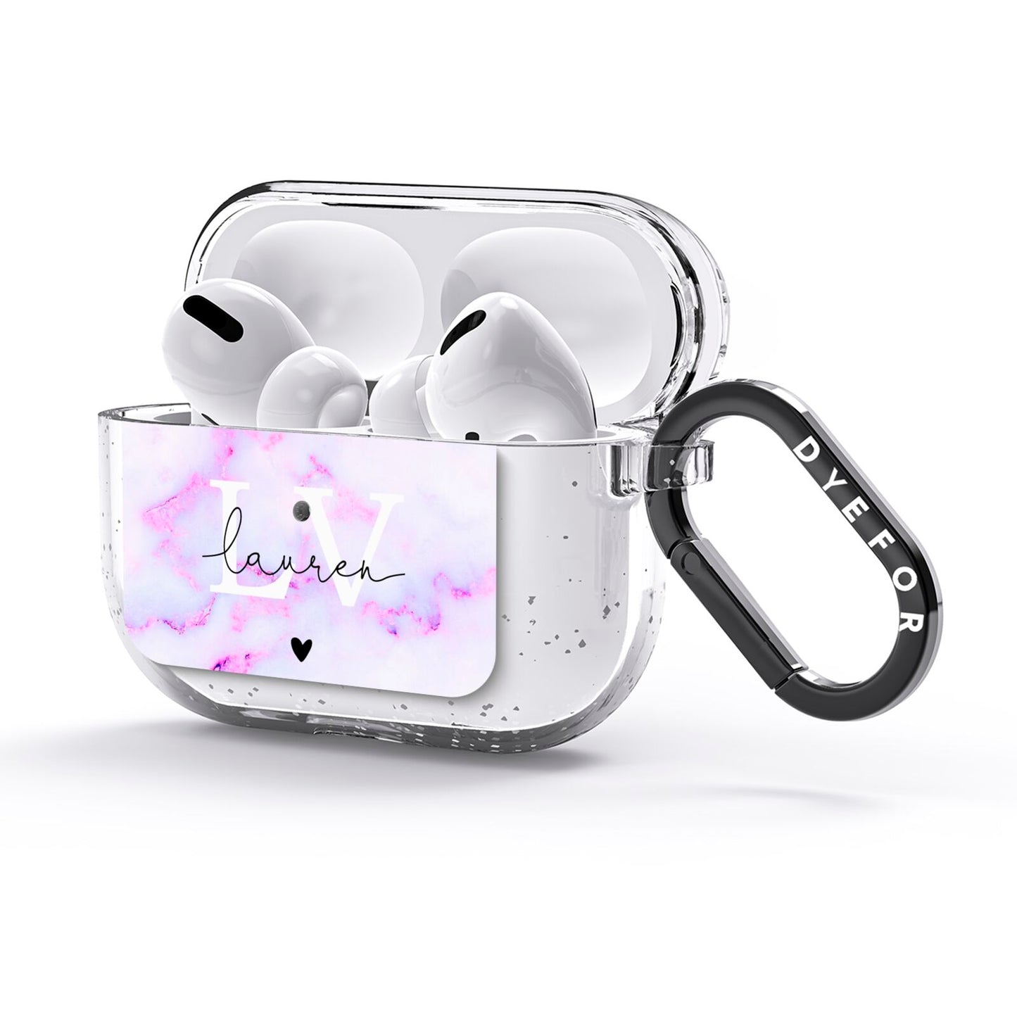 Customisable Name Initial Marble AirPods Glitter Case 3rd Gen Side Image