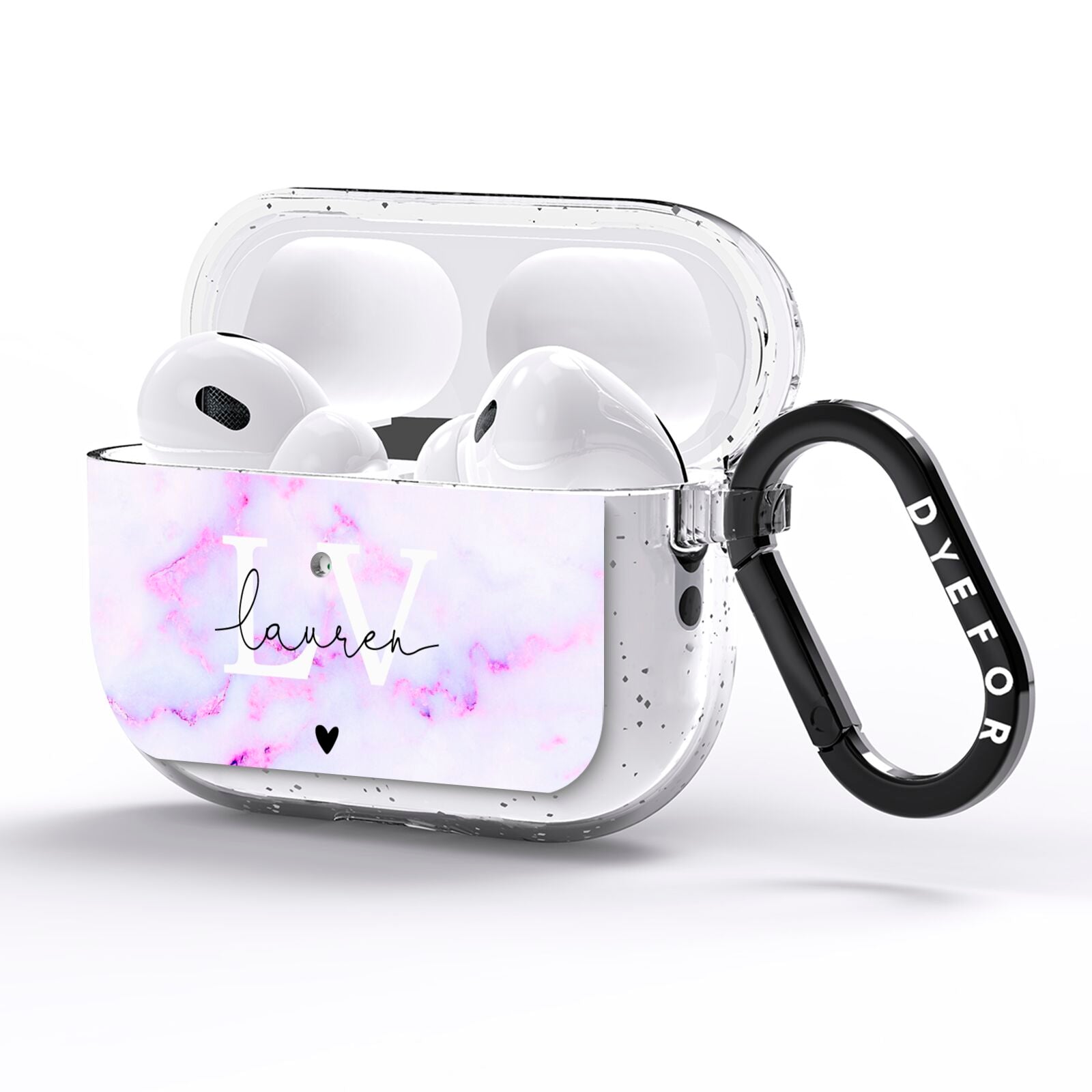 Customisable Name Initial Marble AirPods Pro Glitter Case Side Image