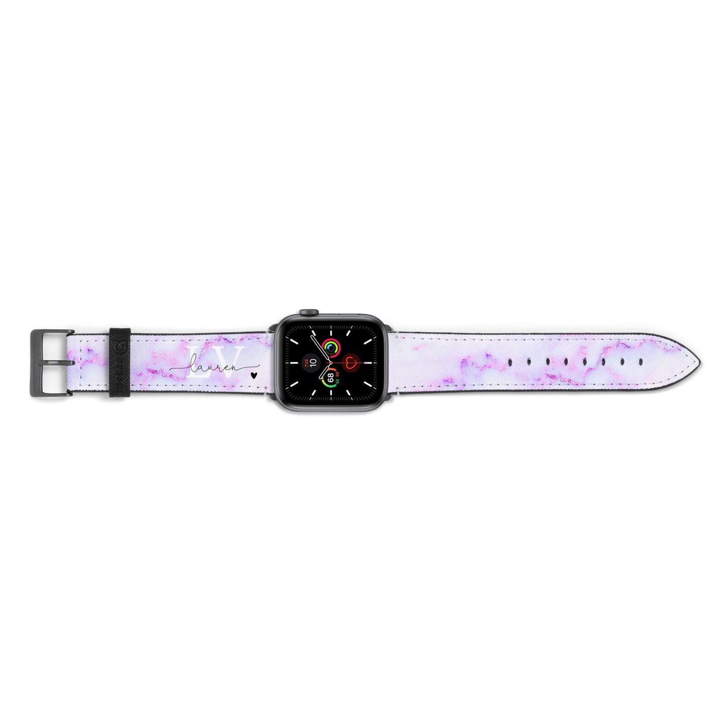 Customisable Name Initial Marble Apple Watch Strap Landscape Image Space Grey Hardware