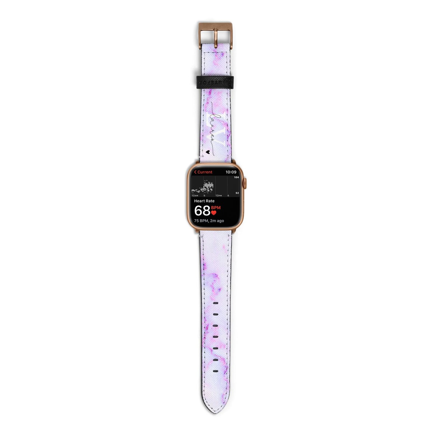 Customisable Name Initial Marble Apple Watch Strap Size 38mm with Gold Hardware