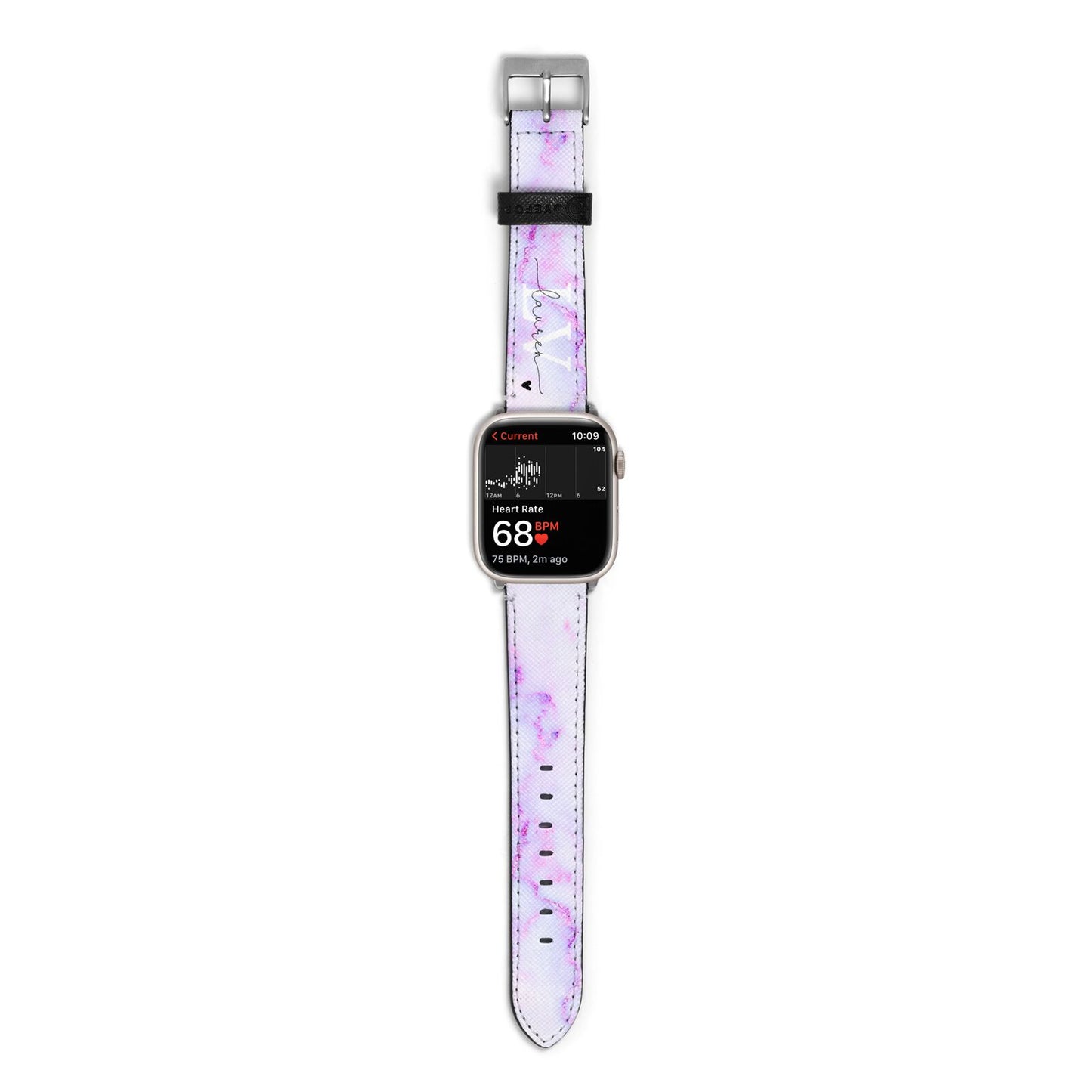 Customisable Name Initial Marble Apple Watch Strap Size 38mm with Silver Hardware