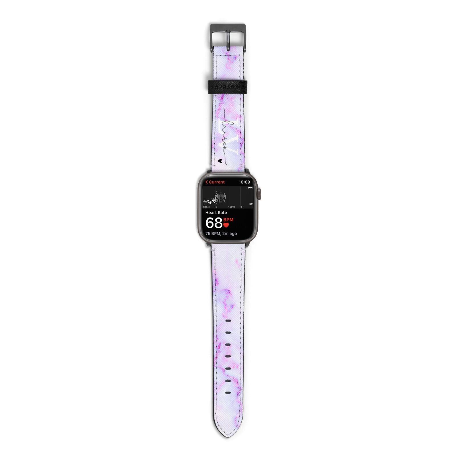 Customisable Name Initial Marble Apple Watch Strap Size 38mm with Space Grey Hardware