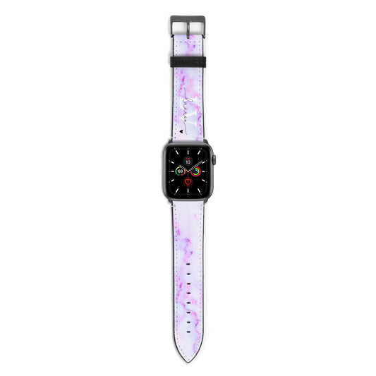Customisable Name Initial Marble Apple Watch Strap with Space Grey Hardware
