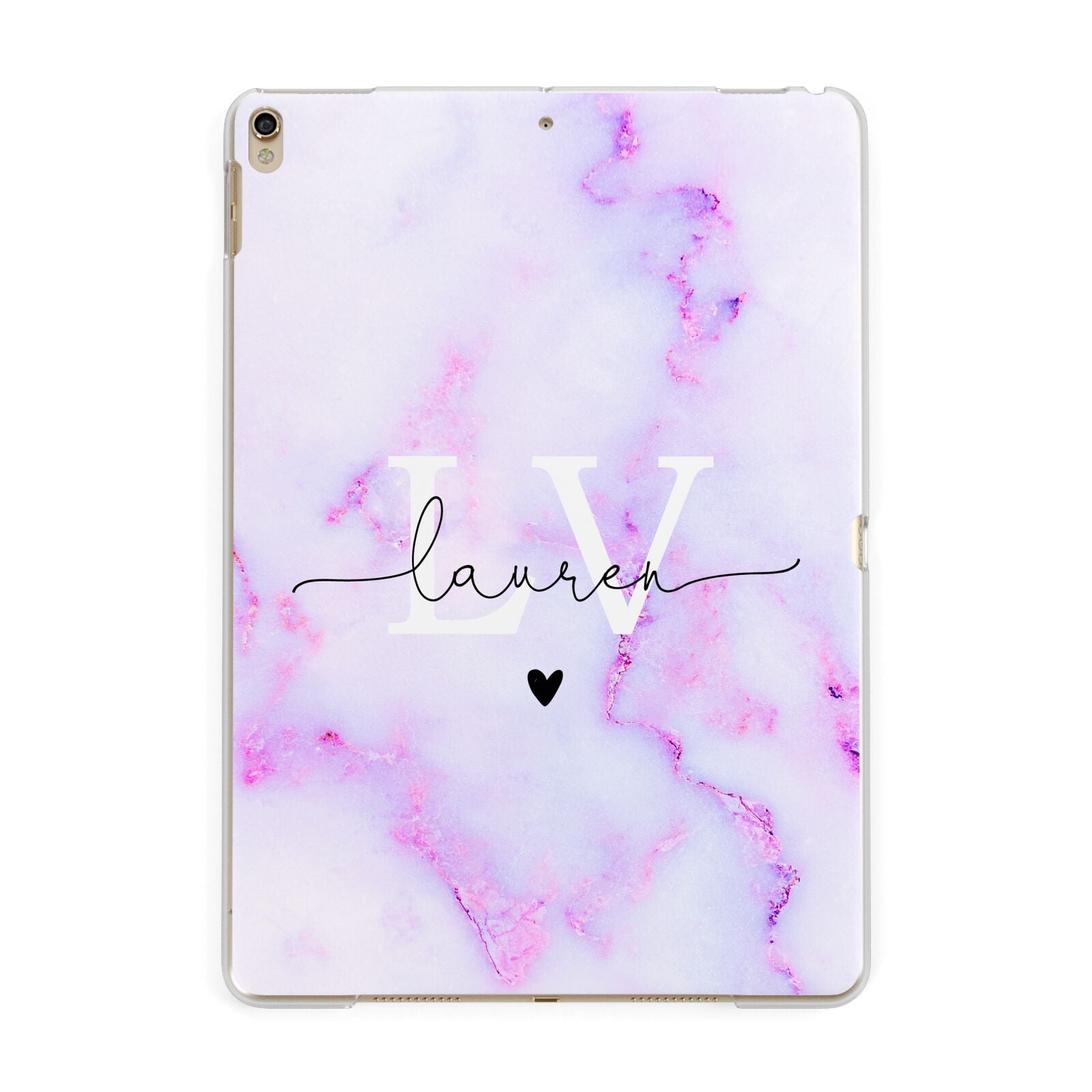 Customisable Name Initial Marble Apple iPad Gold Case