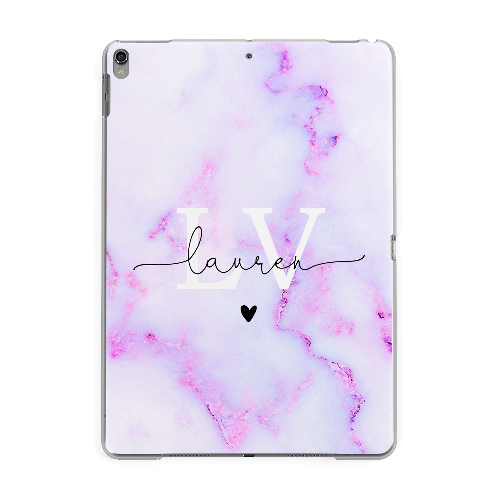 Customisable Name Initial Marble Apple iPad Grey Case