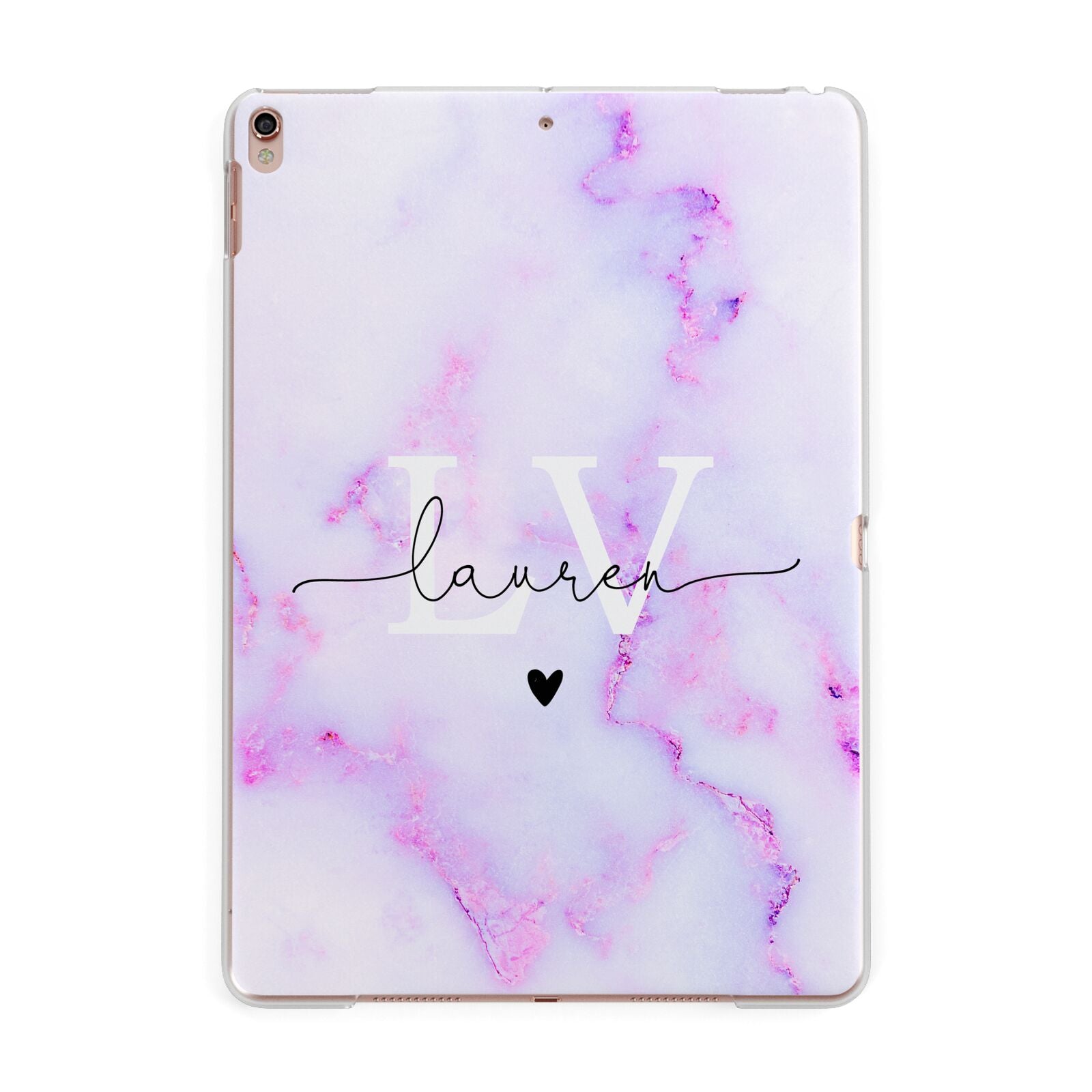 Customisable Name Initial Marble Apple iPad Rose Gold Case
