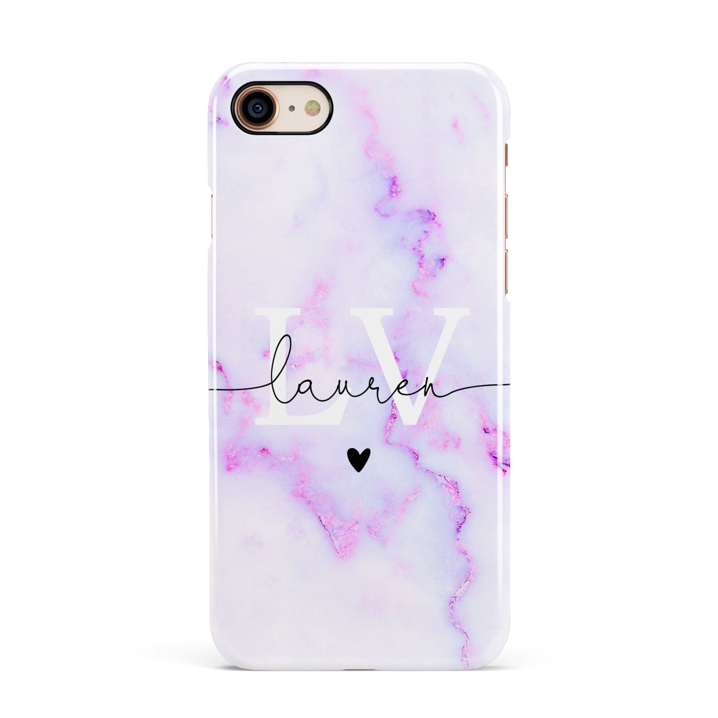 Customisable Name Initial Marble Apple iPhone 7 8 3D Snap Case