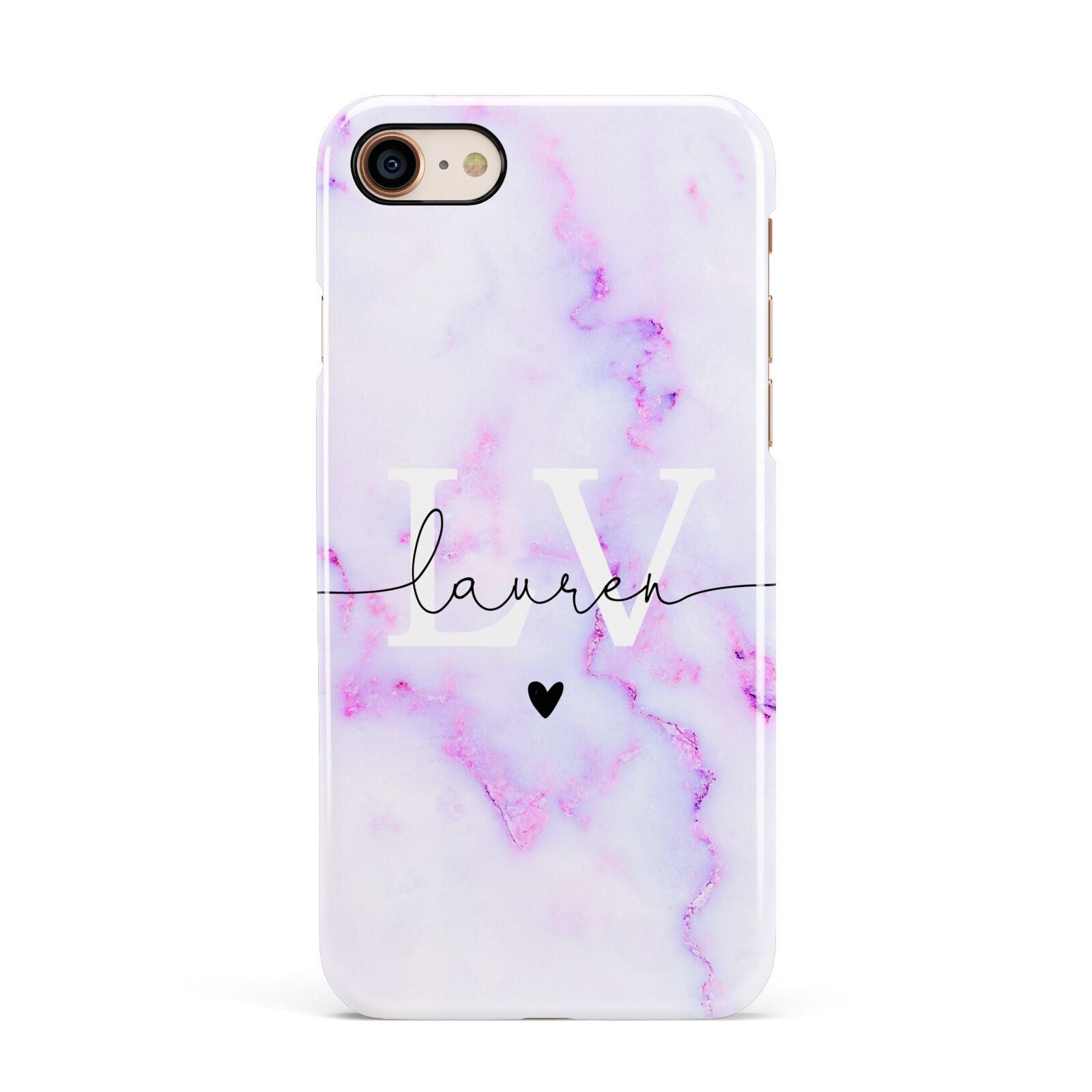 Customisable Name Initial Marble Apple iPhone 7 8 3D Snap Case