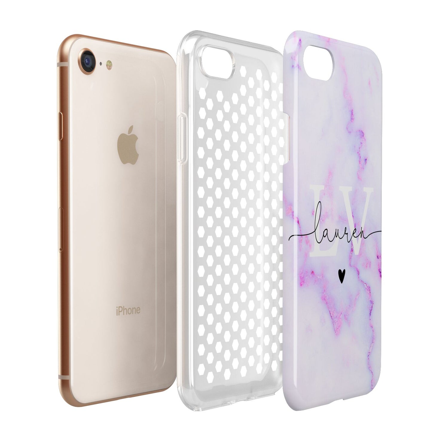 Customisable Name Initial Marble Apple iPhone 7 8 3D Tough Case Expanded View