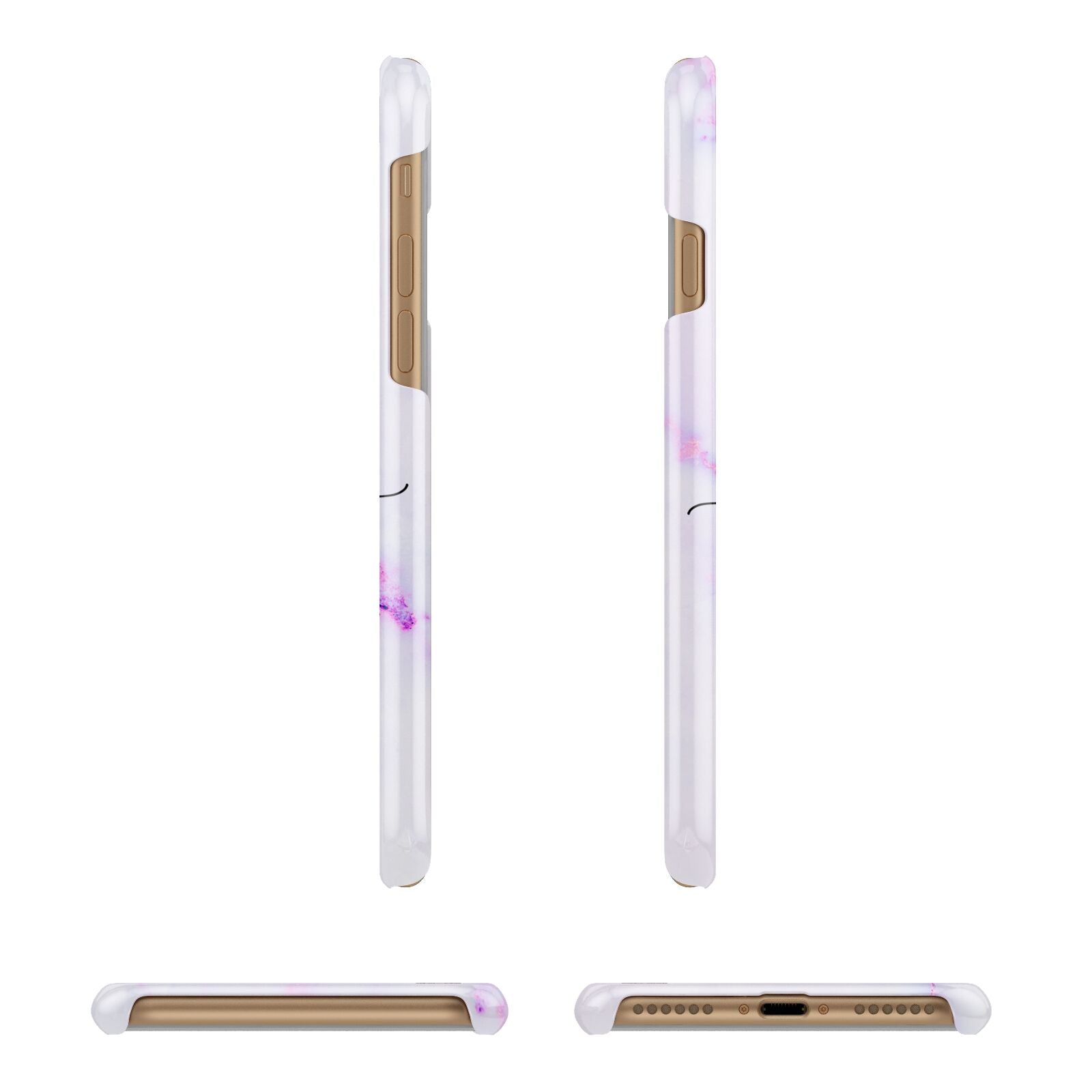 Customisable Name Initial Marble Apple iPhone 7 8 3D Wrap Snap Case Angled Images