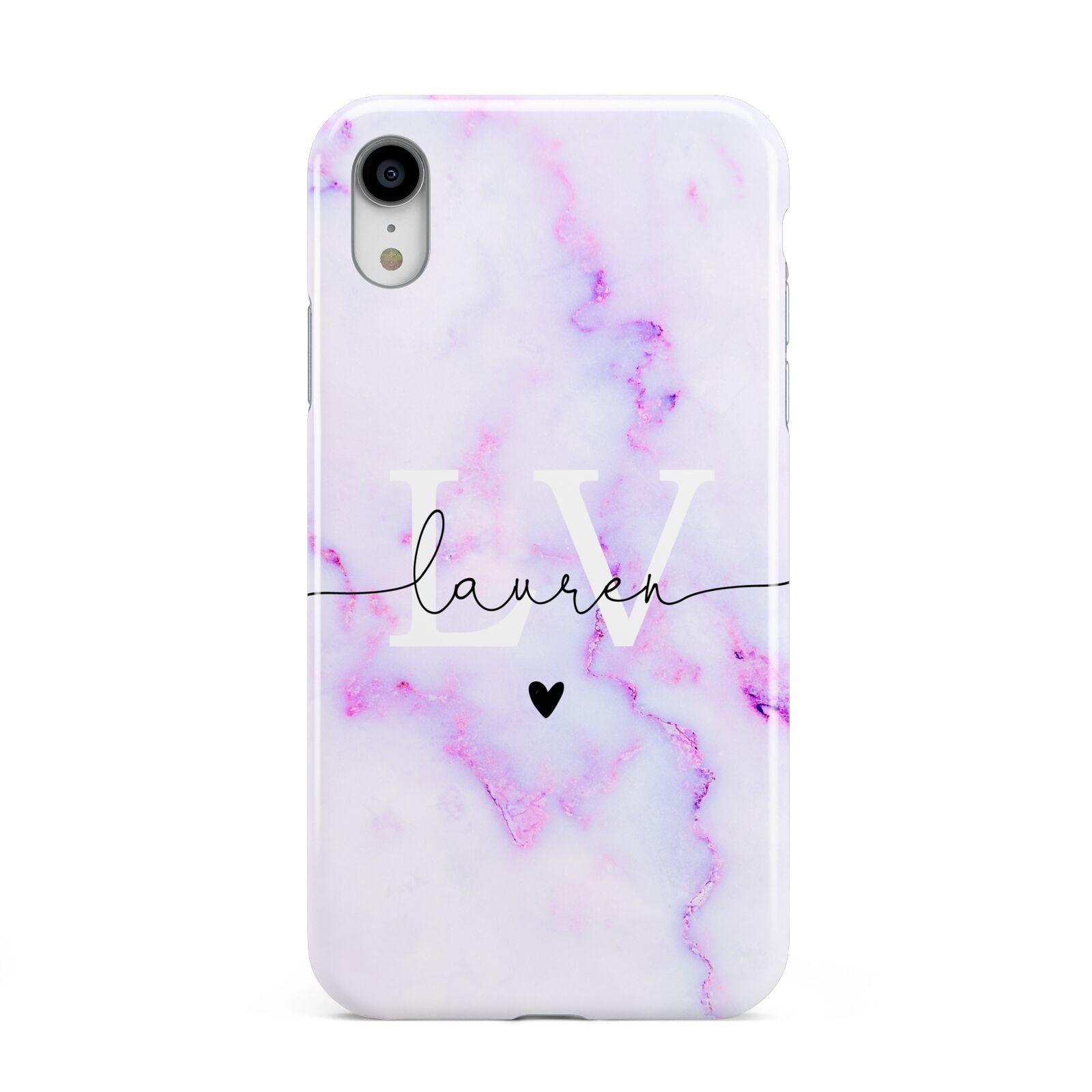 Customisable Name Initial Marble Apple iPhone XR White 3D Tough Case