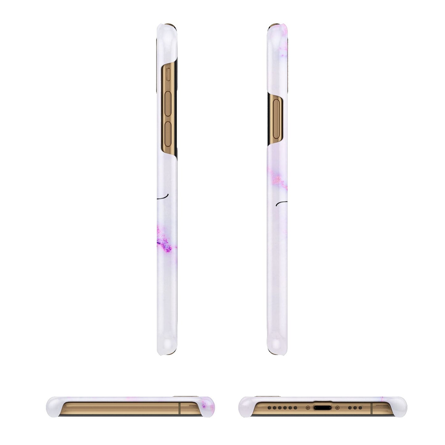 Customisable Name Initial Marble Apple iPhone Xs 3D Wrap Snap Case Angled Images