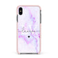 Customisable Name Initial Marble Apple iPhone Xs Max Impact Case Pink Edge on Black Phone