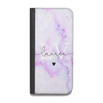 Customisable Name Initial Marble Vegan Leather Flip Samsung Case