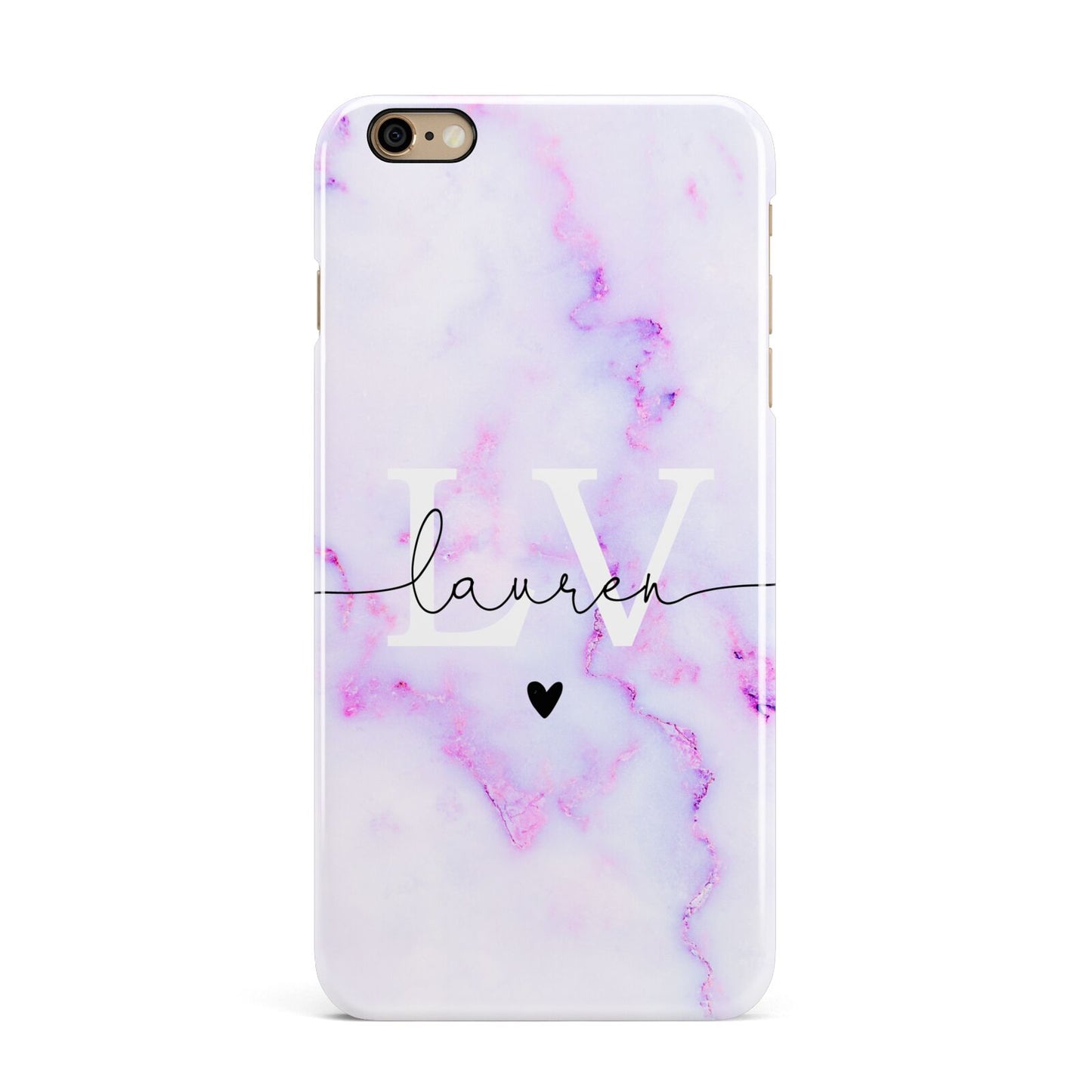 Customisable Name Initial Marble iPhone 6 Plus 3D Snap Case on Gold Phone