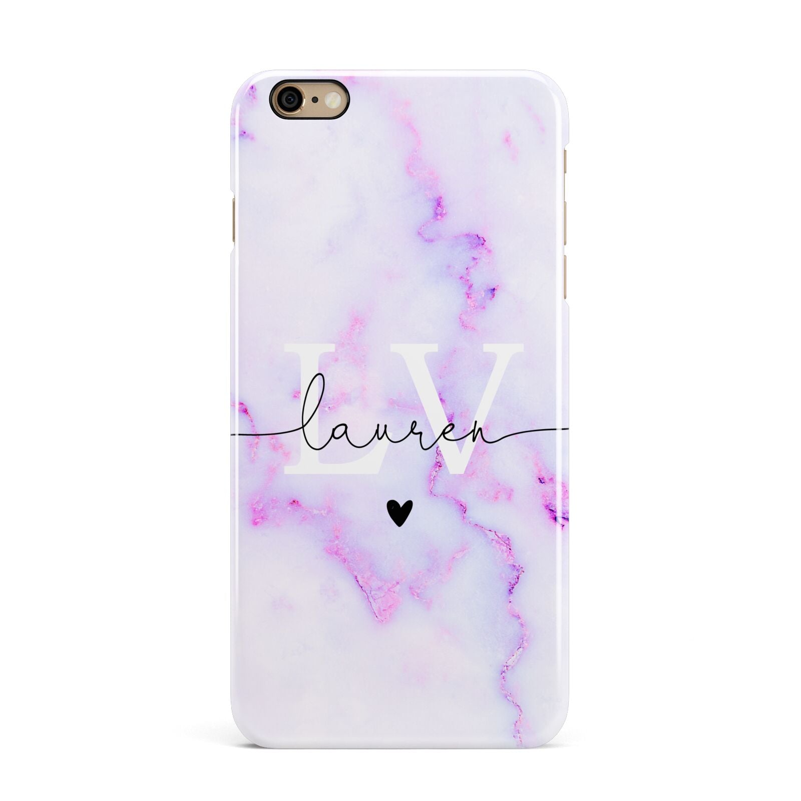 Customisable Name Initial Marble iPhone 6 Plus 3D Snap Case on Gold Phone