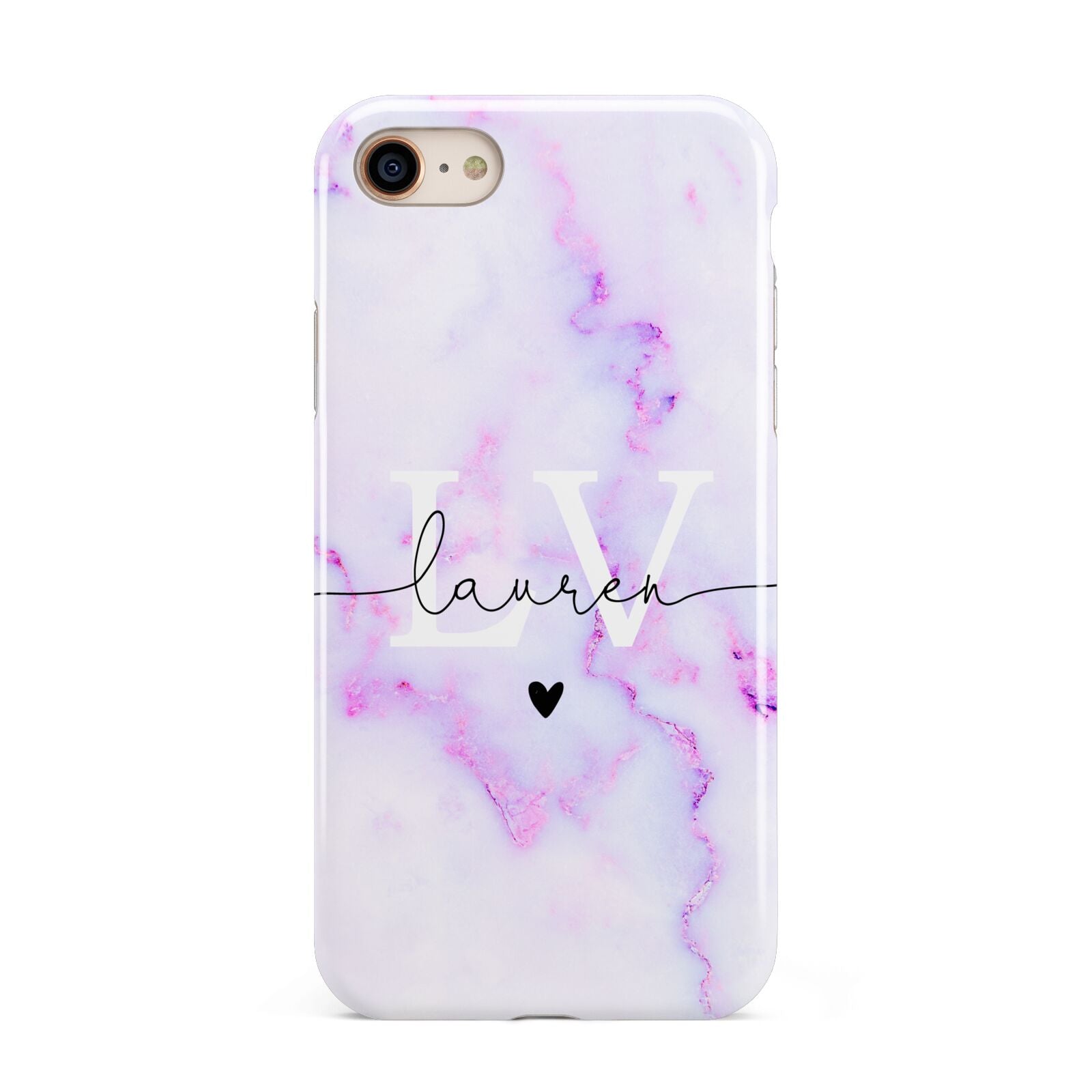 Customisable Name Initial Marble iPhone 8 3D Tough Case on Gold Phone