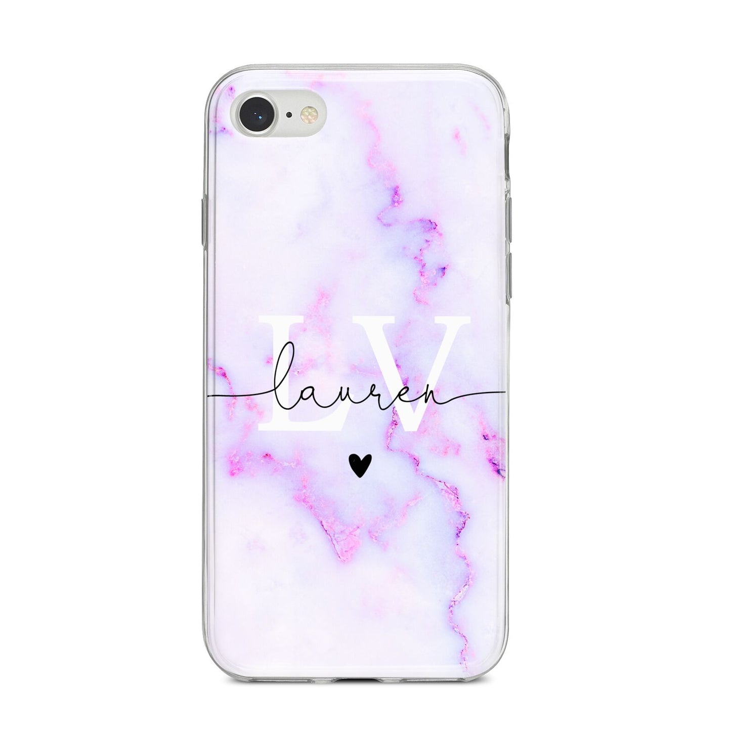 Customisable Name Initial Marble iPhone 8 Bumper Case on Silver iPhone