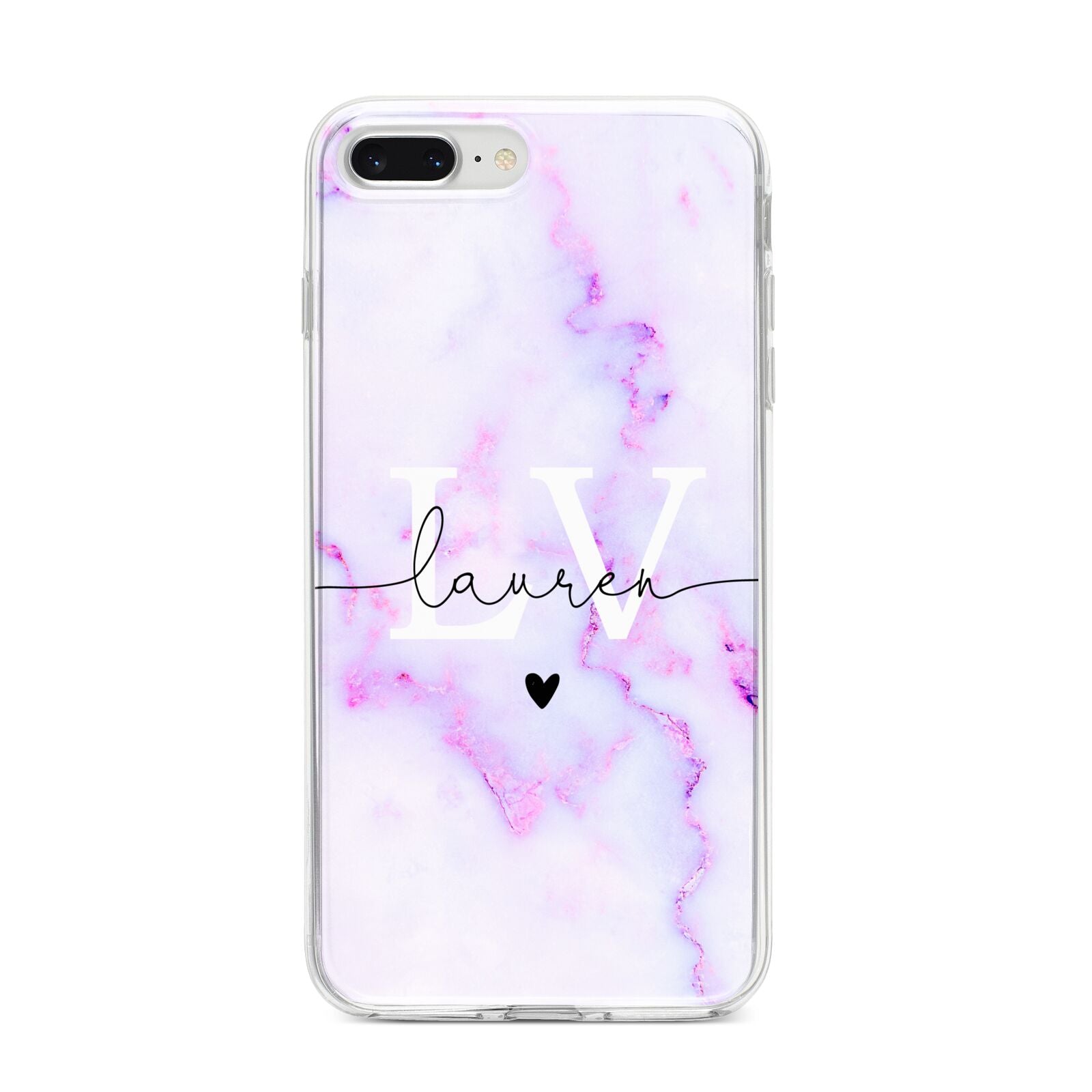 Customisable Name Initial Marble iPhone 8 Plus Bumper Case on Silver iPhone