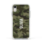 Customised Camouflage Apple iPhone XR Impact Case White Edge on Silver Phone
