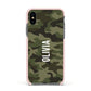 Customised Camouflage Apple iPhone Xs Impact Case Pink Edge on Black Phone