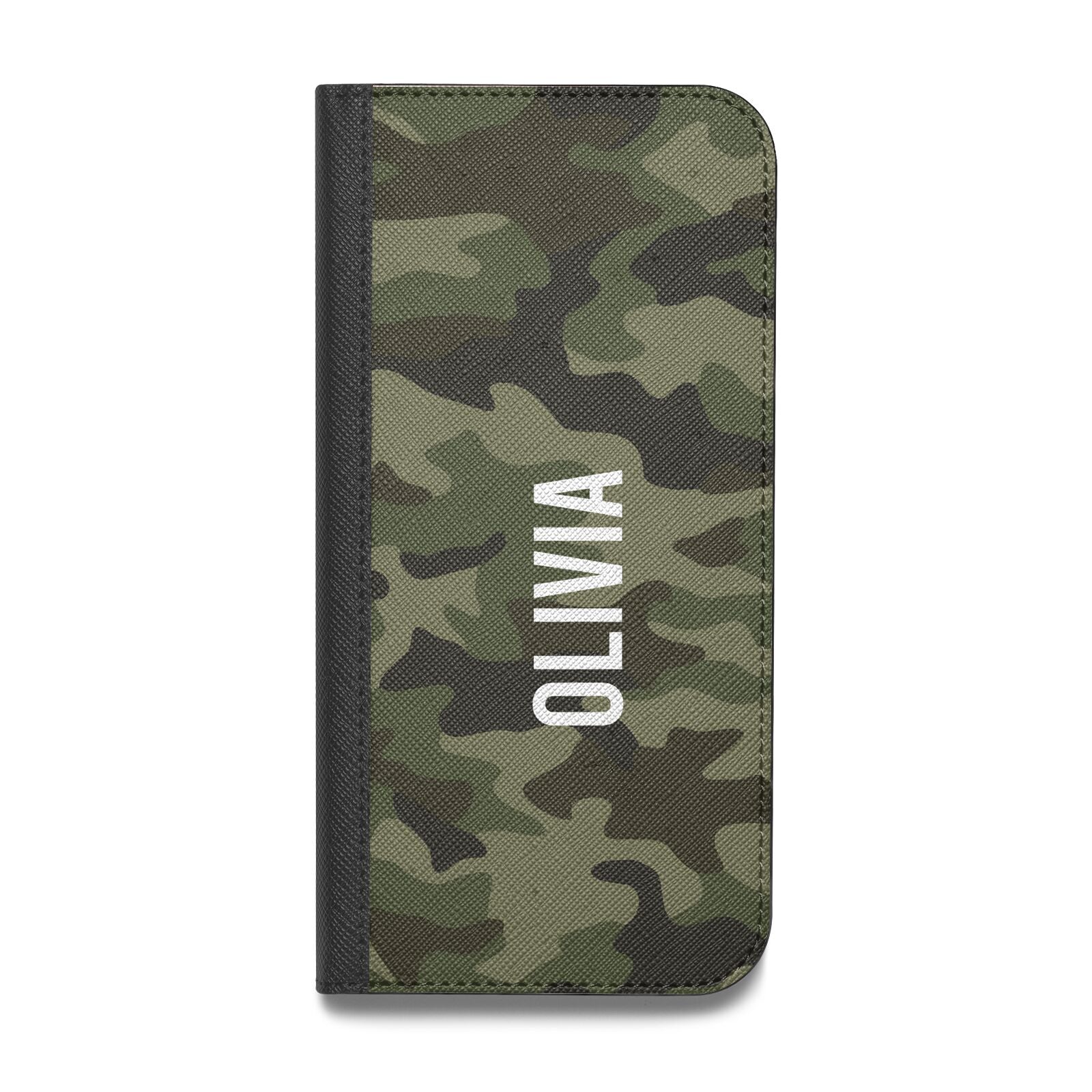 Customised Camouflage Vegan Leather Flip iPhone Case