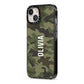Customised Camouflage iPhone 13 Black Impact Case Side Angle on Silver phone
