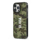 Customised Camouflage iPhone 13 Pro Max Black Impact Case Side Angle on Silver phone