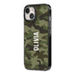 Customised Camouflage iPhone 14 Black Impact Case Side Angle on Silver phone