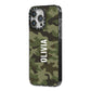 Customised Camouflage iPhone 14 Pro Max Black Impact Case Side Angle on Silver phone