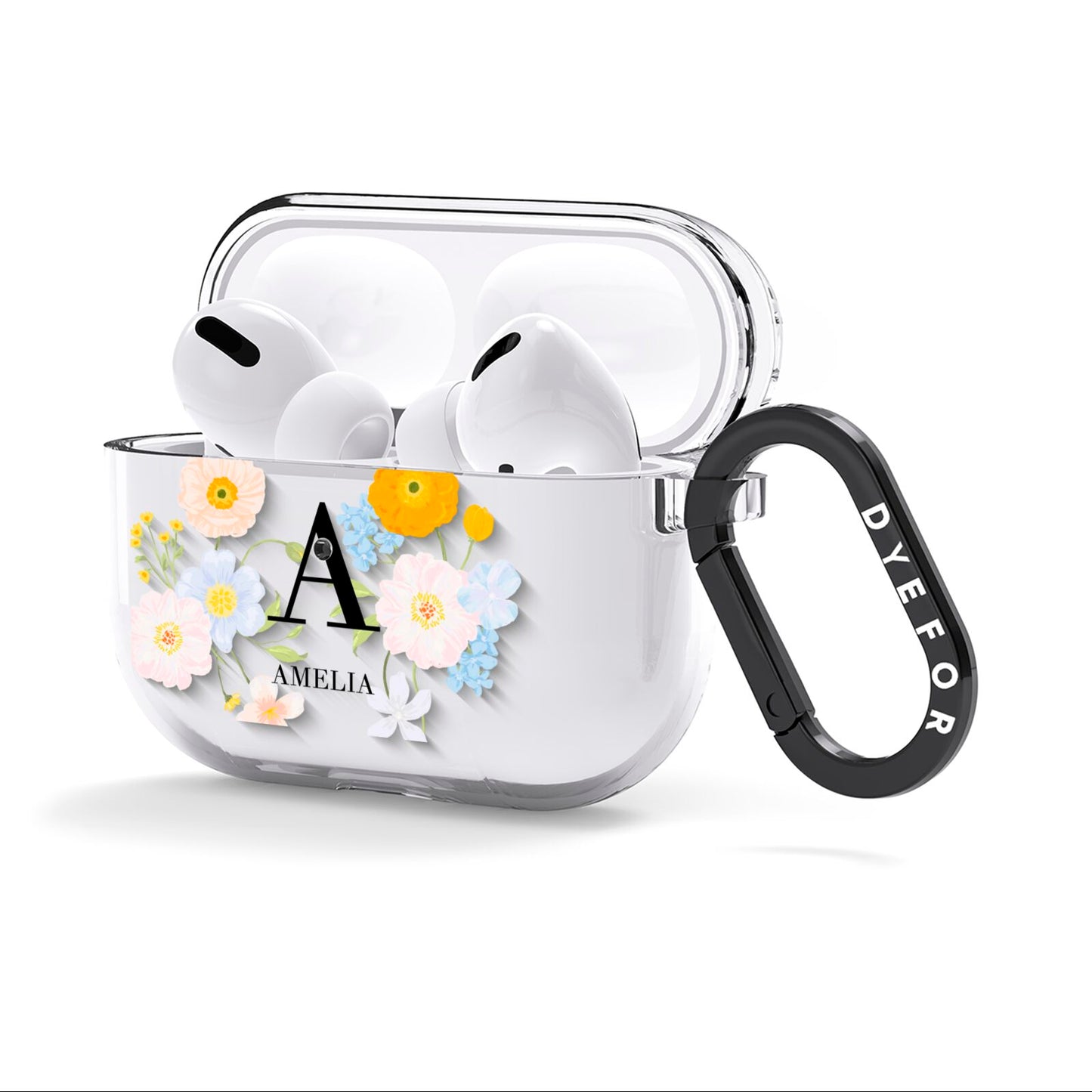 Customised Floral AirPods Clear Case 3rd Gen Side Image