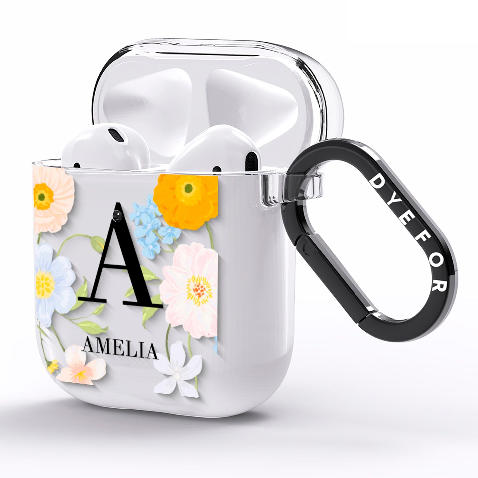 Customised Floral AirPods Clear Case Side Image